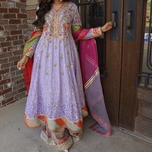 Pakistani Designer Lavender Anarkali/Pishwas